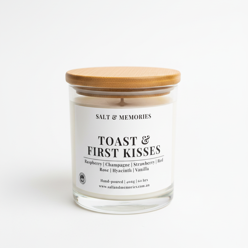 Toast & First Kiss Candle – Berries, Champagne & Vanilla 350g | Luxury Coco Soy, Australia