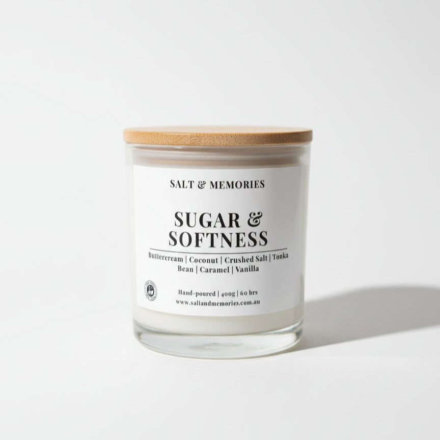 Sugar & Softness Candle – Salted Caramel & Vanilla Bean 400g | Luxury Coco Soy, Australia
