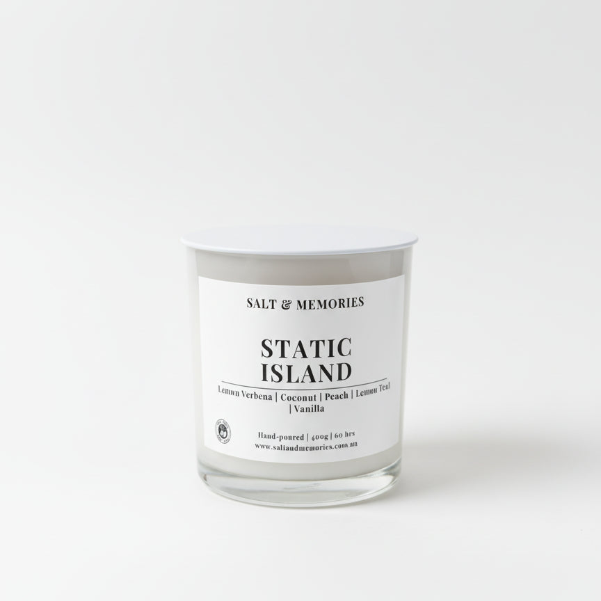 Static Island Candle – Coconut, Lime & Vanilla 400g | Luxury Coco Soy, Australia