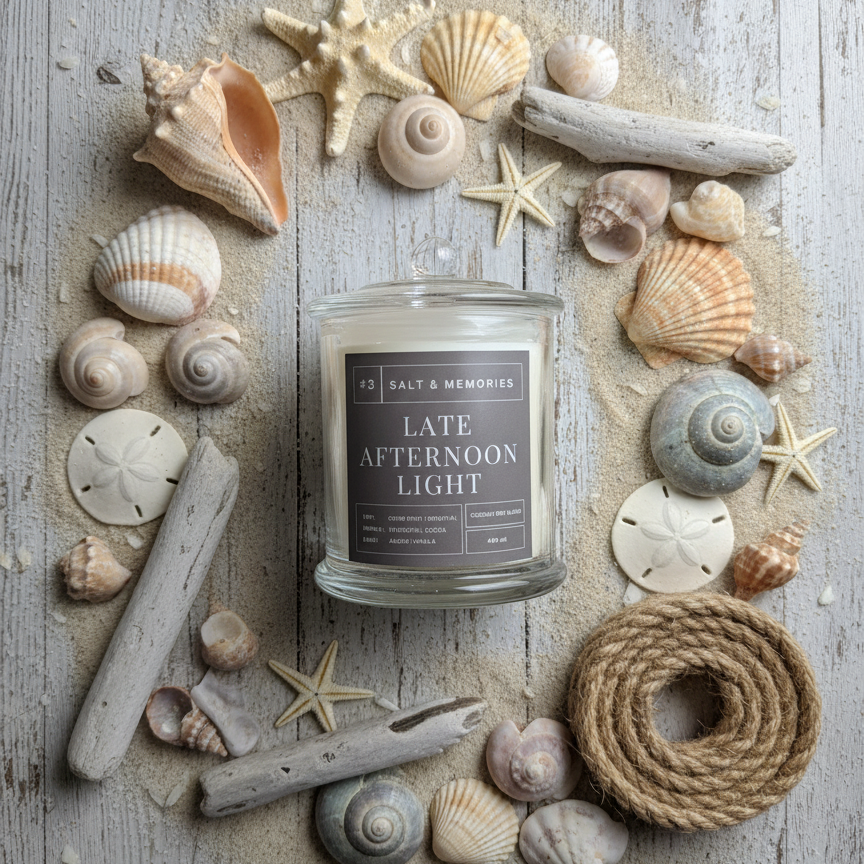 Late Afternoon Light Candle – Coastal Sea Salt, Coconut & Sandalwood 350g | Luxury Coco Soy, Australia