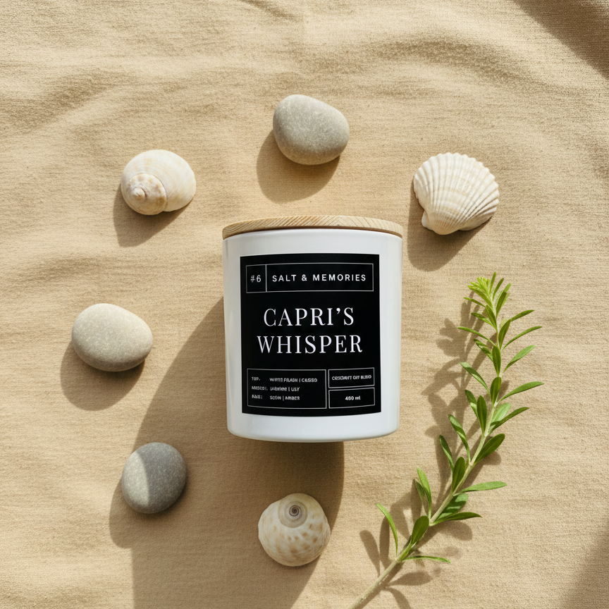 Capri’s Whisper Candle – White Peach, Mandarin & Florals 400g | Luxury Coco Soy, Australia