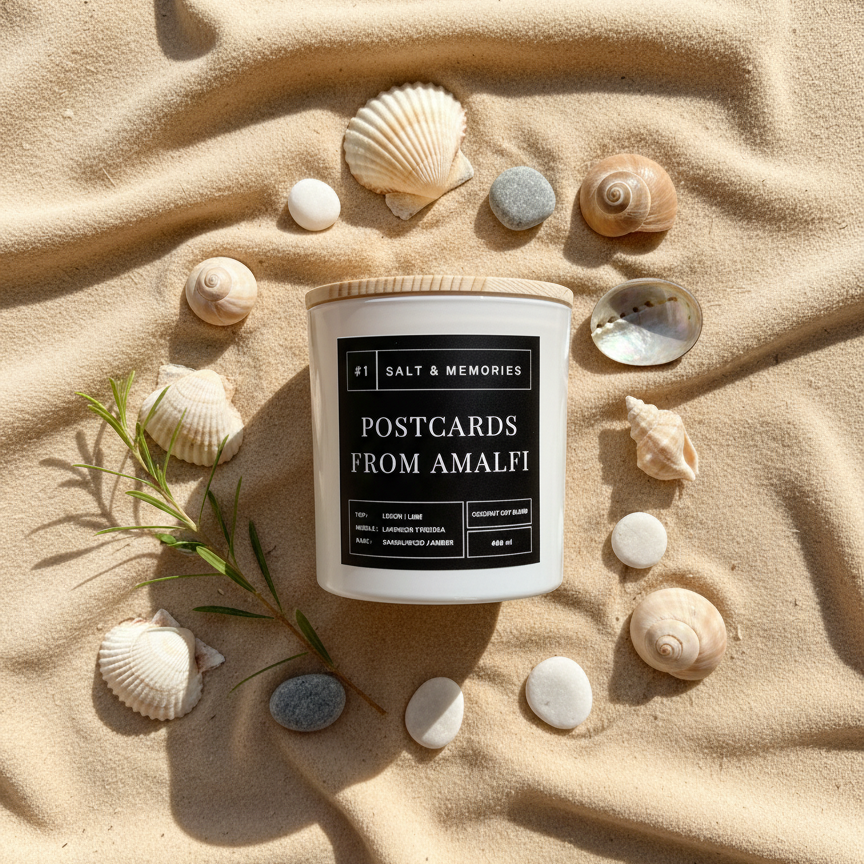 Postcards from Amalfi Candle – Lemon, Lime, Freesia & Amber 400g | Luxury Coco Soy, Australia