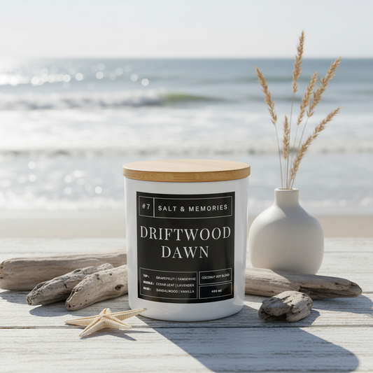 Driftwood Dawn | Tangerine & Sandalwood Candle | Salt & Memories