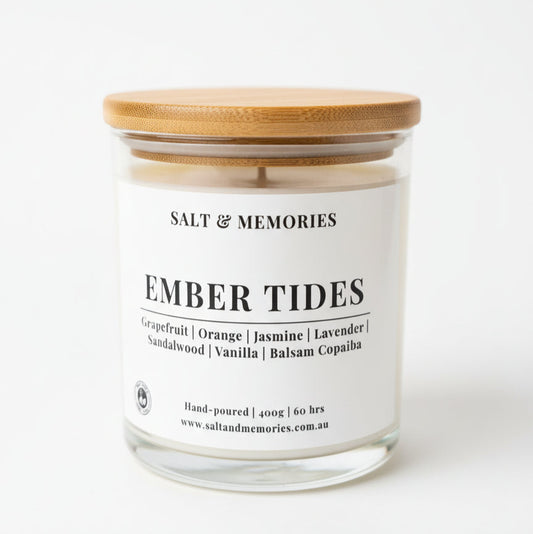 Ember Tides Candle – Citrus, Lavender & Sandalwood 350g | Luxury Coco Soy, Australia