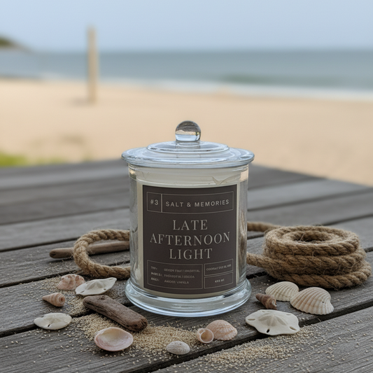 Late Afternoon Light Candle – Coastal Sea Salt, Coconut & Sandalwood 350g | Luxury Coco Soy, Australia