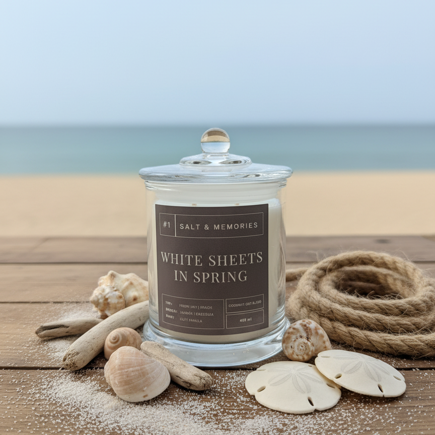 White Sheets In Spring Candle – Gardenia, Jasmine Candle 350g | Luxury Coco Soy, Australia