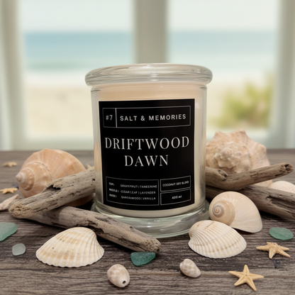 Driftwood Dawn Candle – Tangerine, Vanilla & Sandalwood 350g | Luxury Coco Soy, Australia