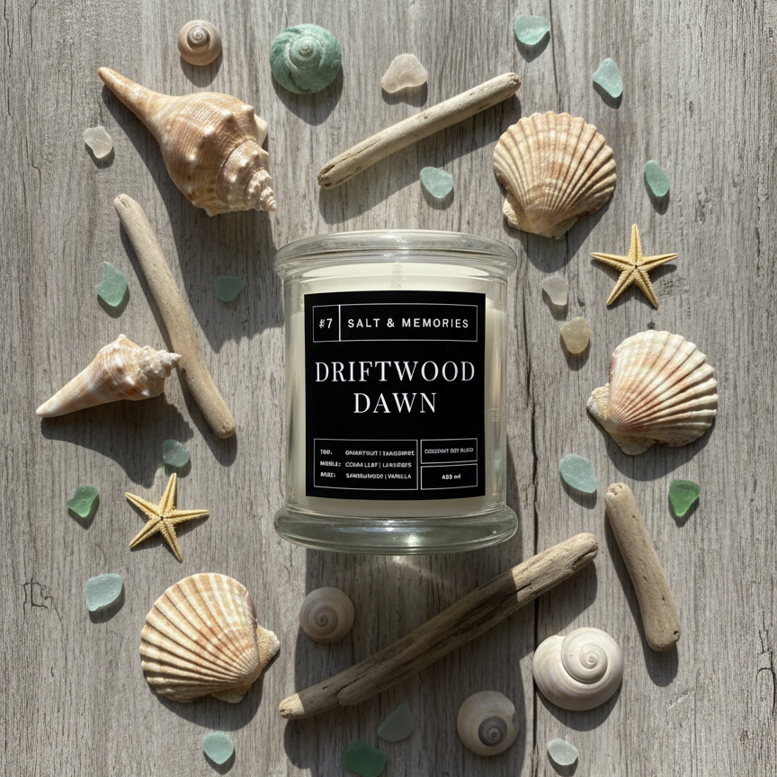 Driftwood Dawn Candle – Tangerine, Vanilla & Sandalwood 350g | Luxury Coco Soy, Australia