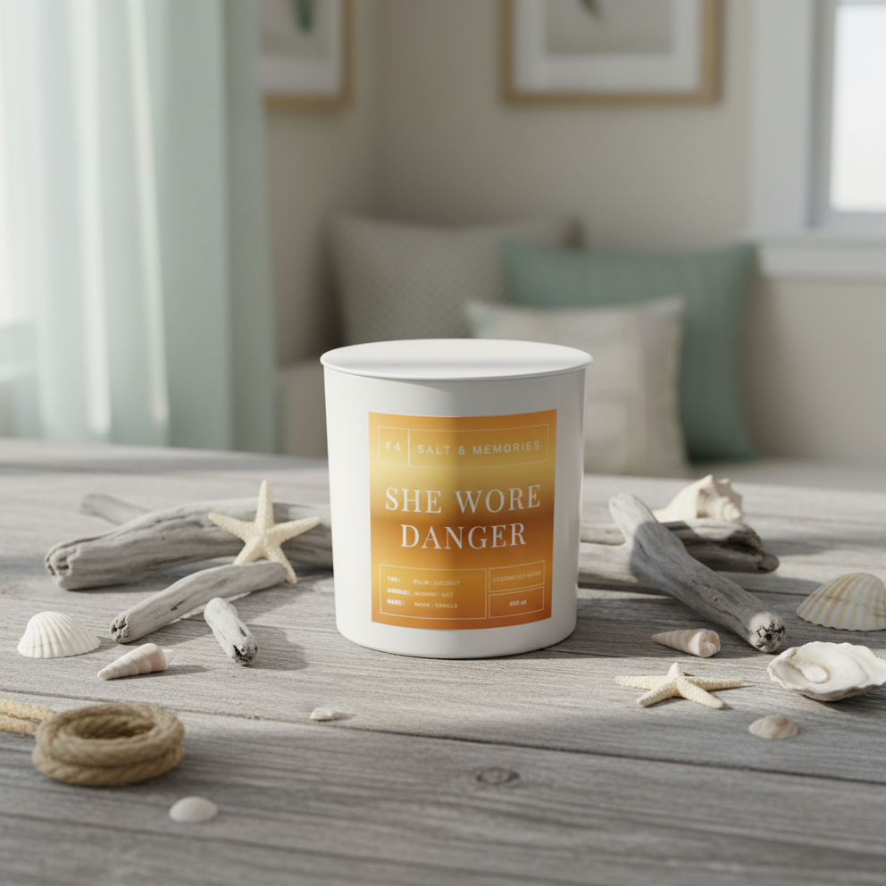 She Wore Danger Candle | Dark Fruit, Vanilla & Sandalwood Scent 400g | Luxury Coconut Soy Candles | Salt & Memories | Australia