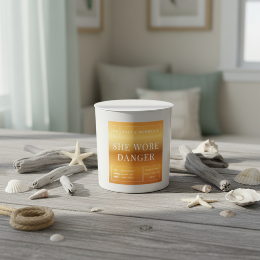 She Wore Danger Candle | Dark Fruit, Vanilla & Sandalwood Scent 400g | Luxury Coconut Soy Candles | Salt & Memories | Australia